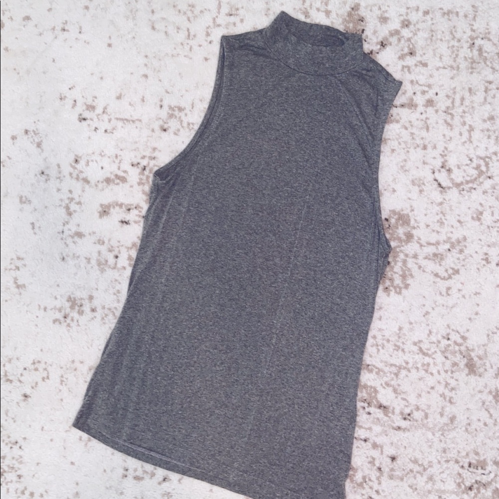 Gray Mock Neck Tank Top